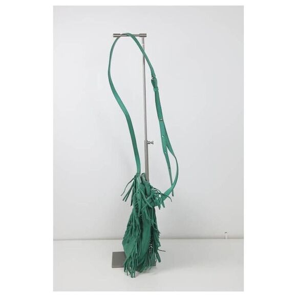 MAJE Suede Fringe Leather Green Shoulder/Hand Bag - Picture 7 of 10